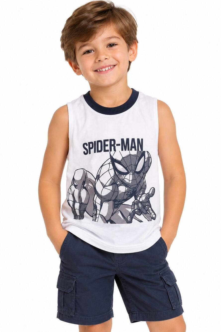 Marvel Spider-Man Boys White Graphic Tank Top Size 5/6 Sleeveless EUC
